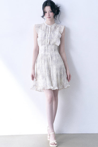 Floral Chiffon Pleated Dress