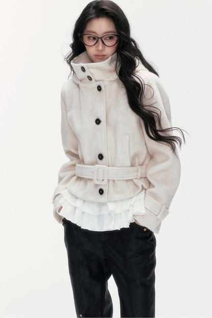 Quilted Woolen Hooded Jacket