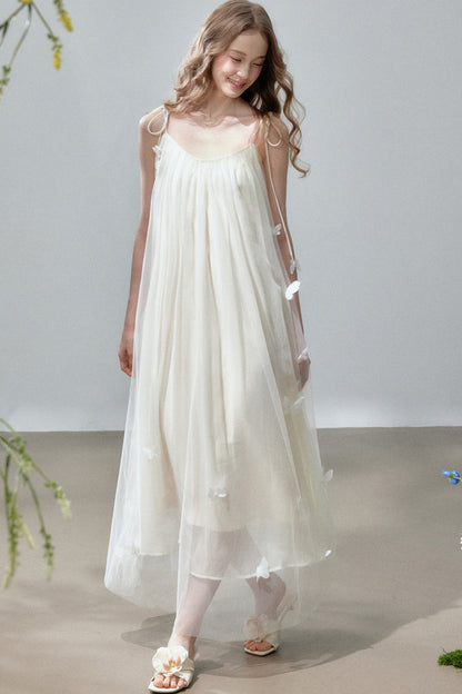 Butterfly Mesh Strap Long Dress