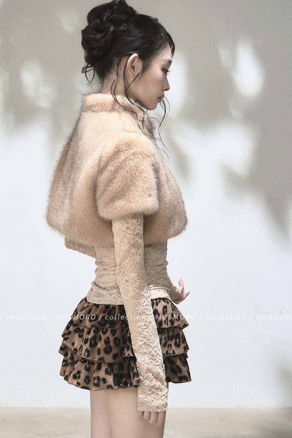 Leopard Print Ruffle A-Line Skirt