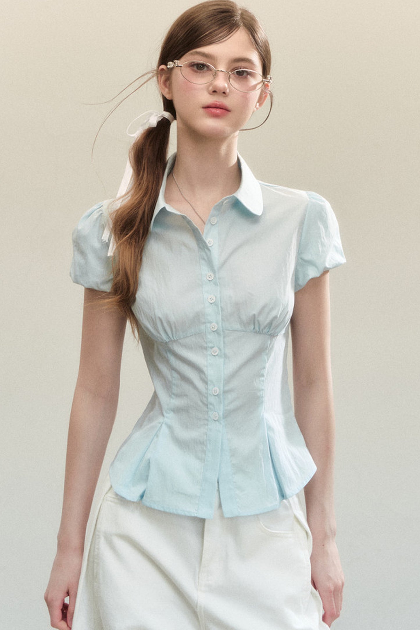 Blue Short-Sleeved Shirt