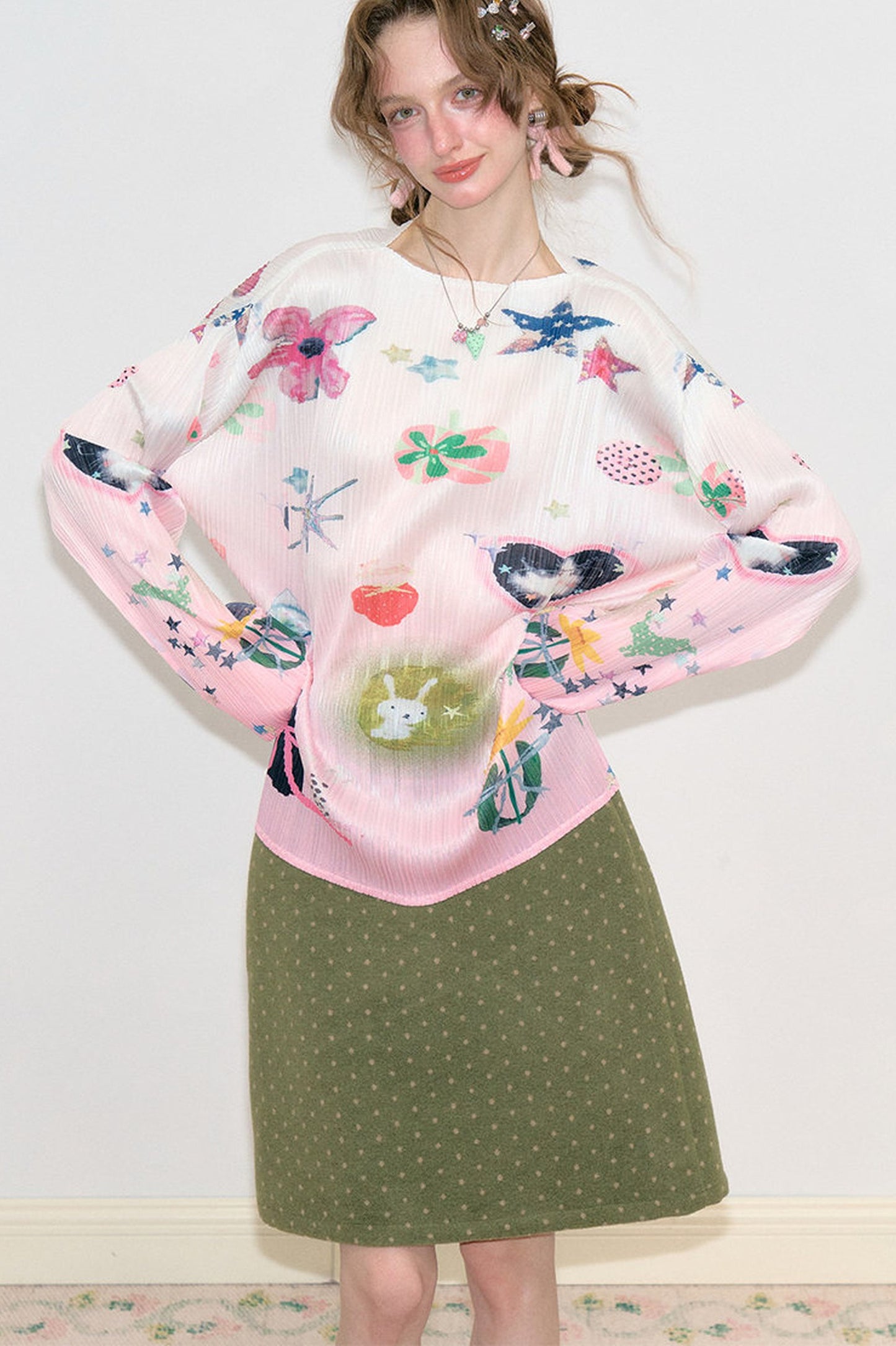 Pink Mist Pleated Blouse