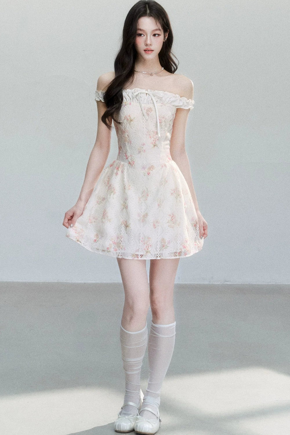 Abito a Spalla Unica con Patchwork Floreale