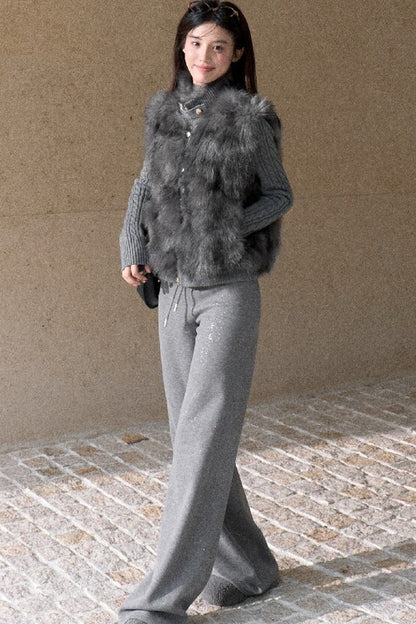 Silver Sprinkle Drawstring Waist Flared Pants