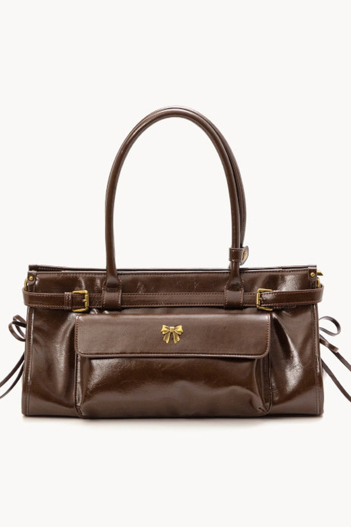 Brown Waxed Leather Shoulder Crossbody Tote Bag