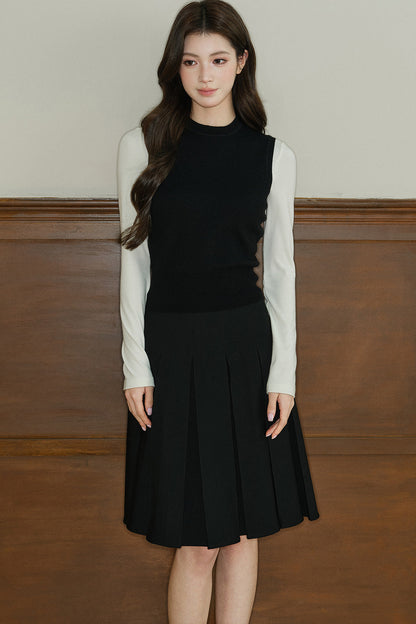 Long-Sleeved Round-Neck Knit Base Layer Top