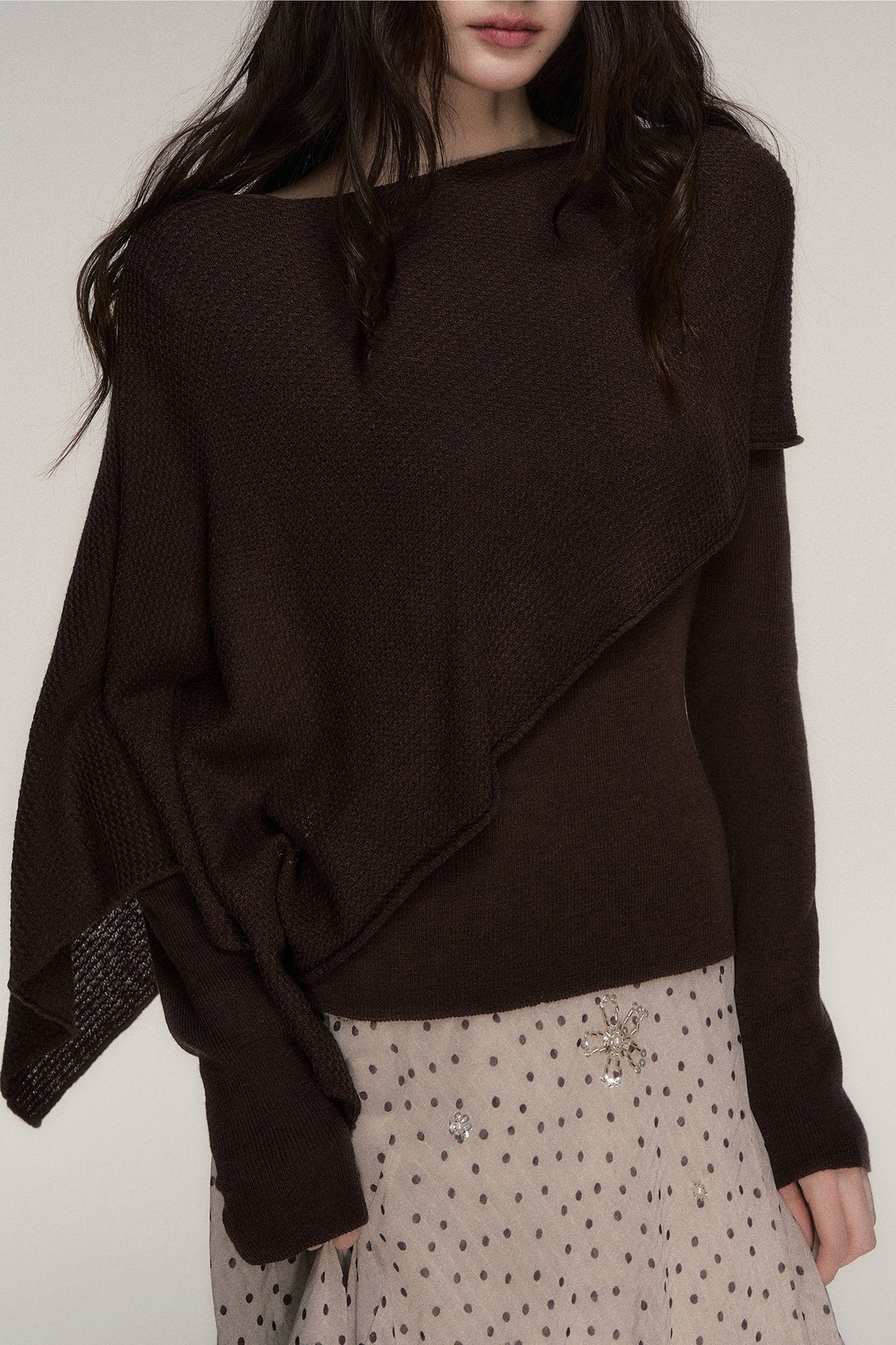 Weiches Windcape-Pullover-Strickoberteil
