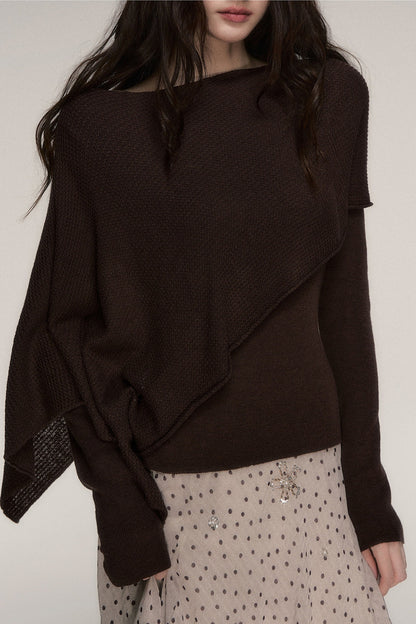 Weiches Windcape-Pullover-Strickoberteil