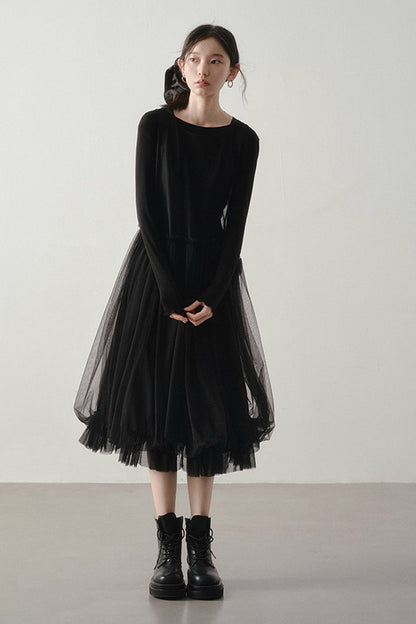 Multi-Layered Mesh Ruffle Tank Dress