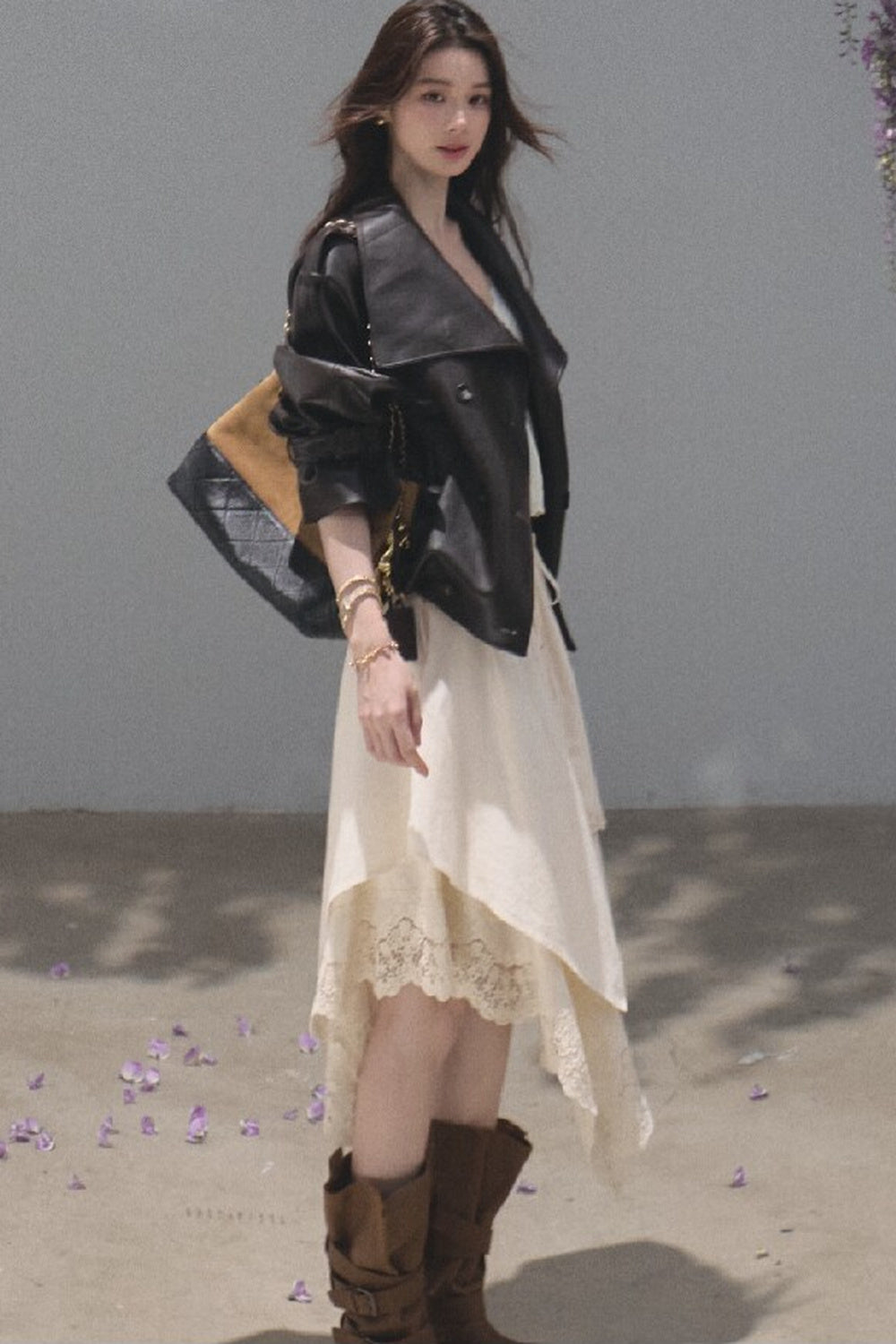 Irregular Hem Cotton Linen Lace Skirt