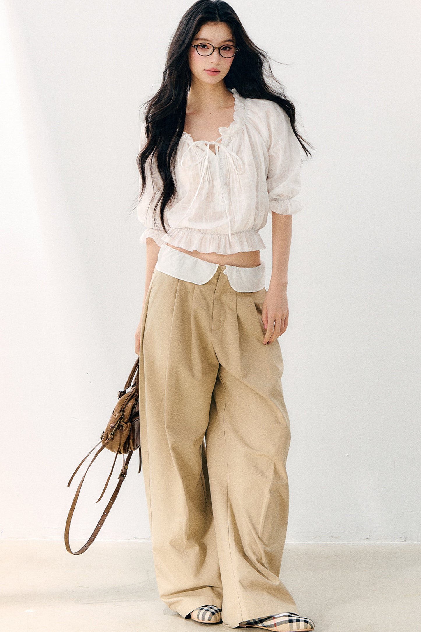 Wave Pleat Chiffon Top
