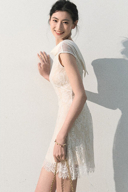 Abito jacquard in pizzo nuvola