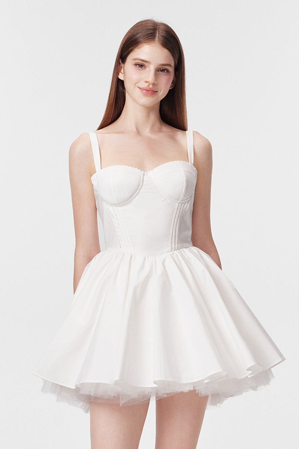 Vertical Cut Stand-Up Collar Slip Dress