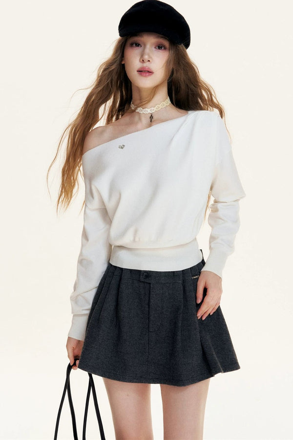 Pleated Woolen A-Line Skirt Set-Up