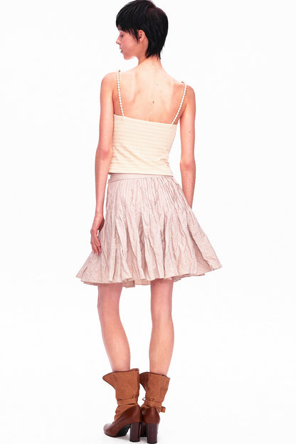 Memory Metallic Wire Crinkled A-Line Skirt