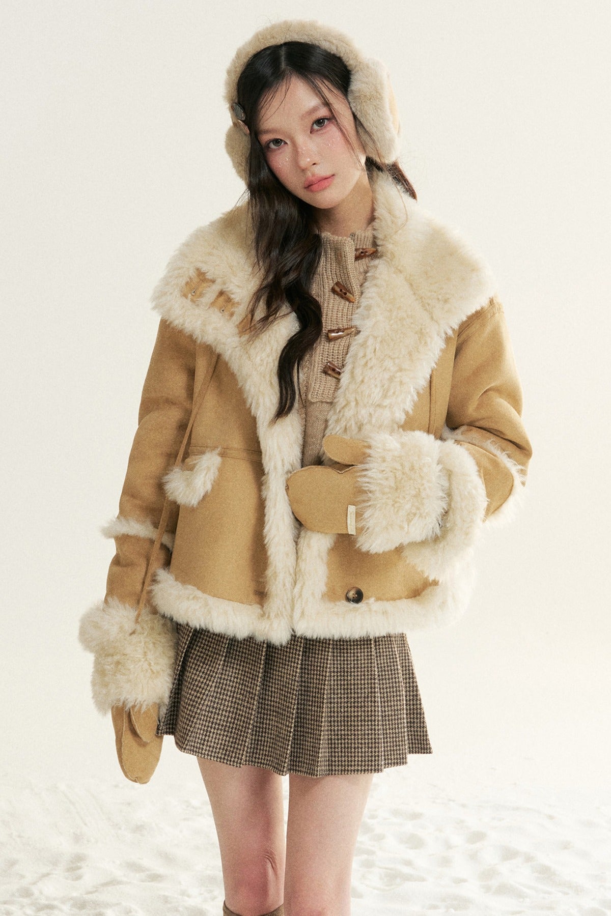 Loose Fur Integrated Suede Jacket