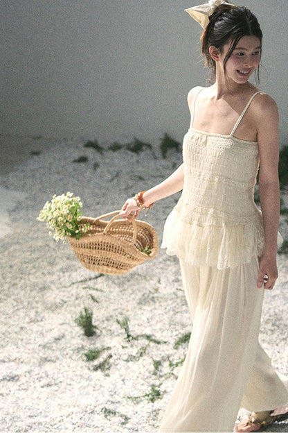 French Lace Summer Top and Pants Set