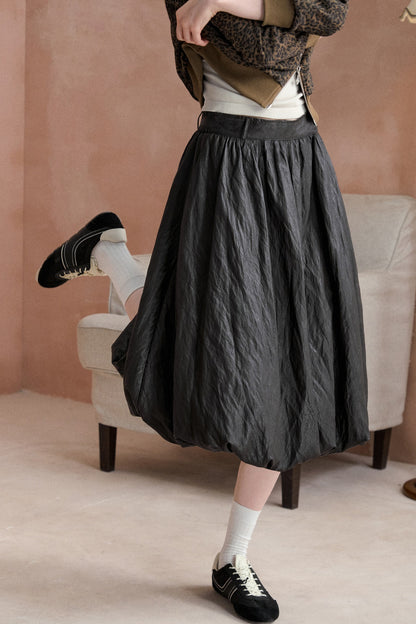 Textured Flower-Bud Mid-Length Skirt