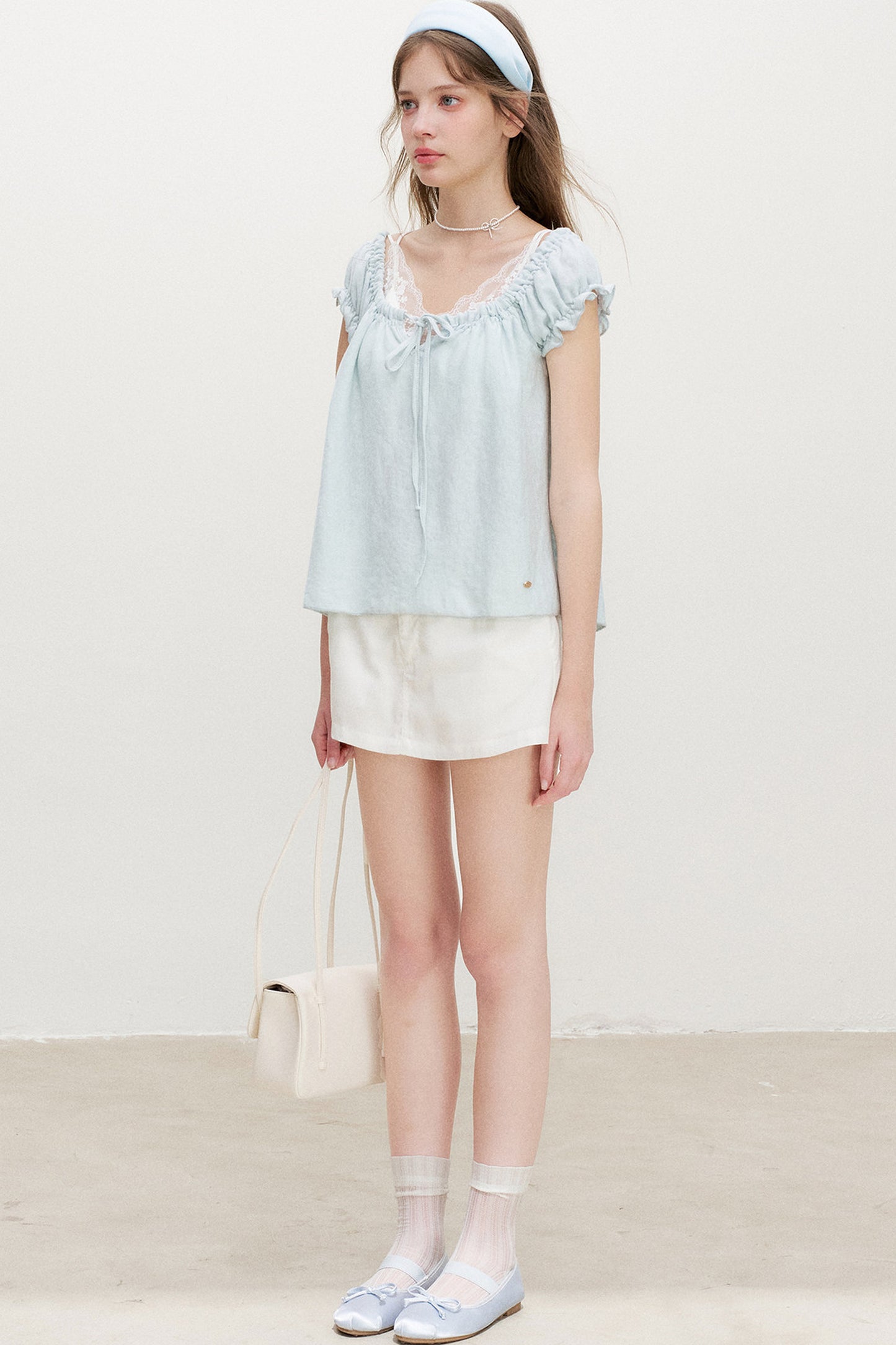 Snowflake Cotton Short-Sleeve Babydoll Top