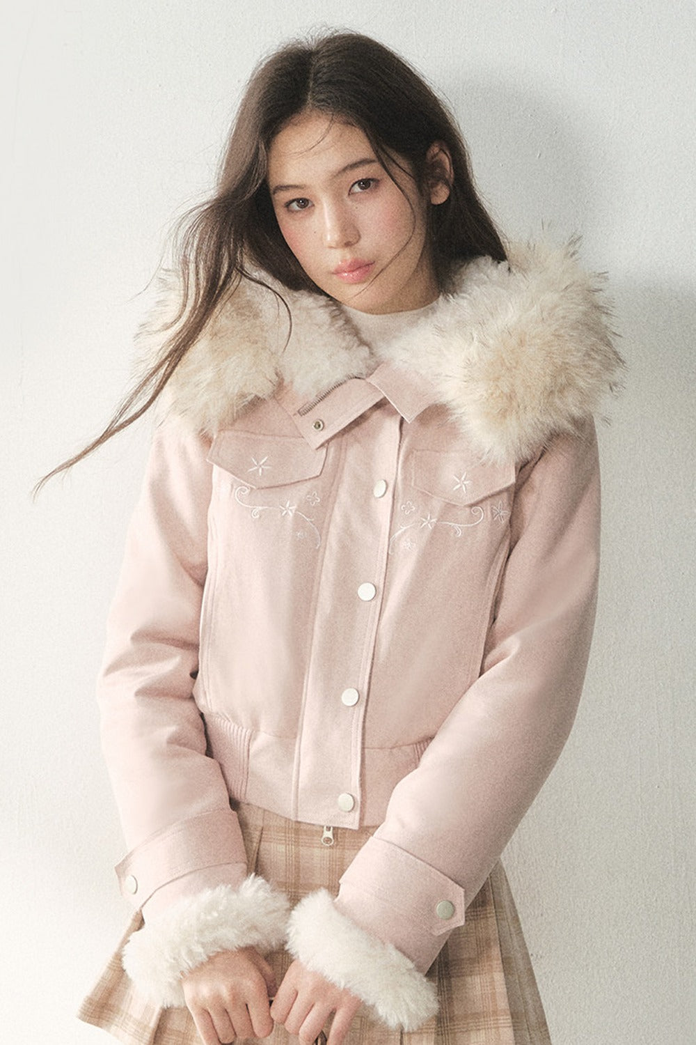Embroidered Suede Fleece-Lined Jacket