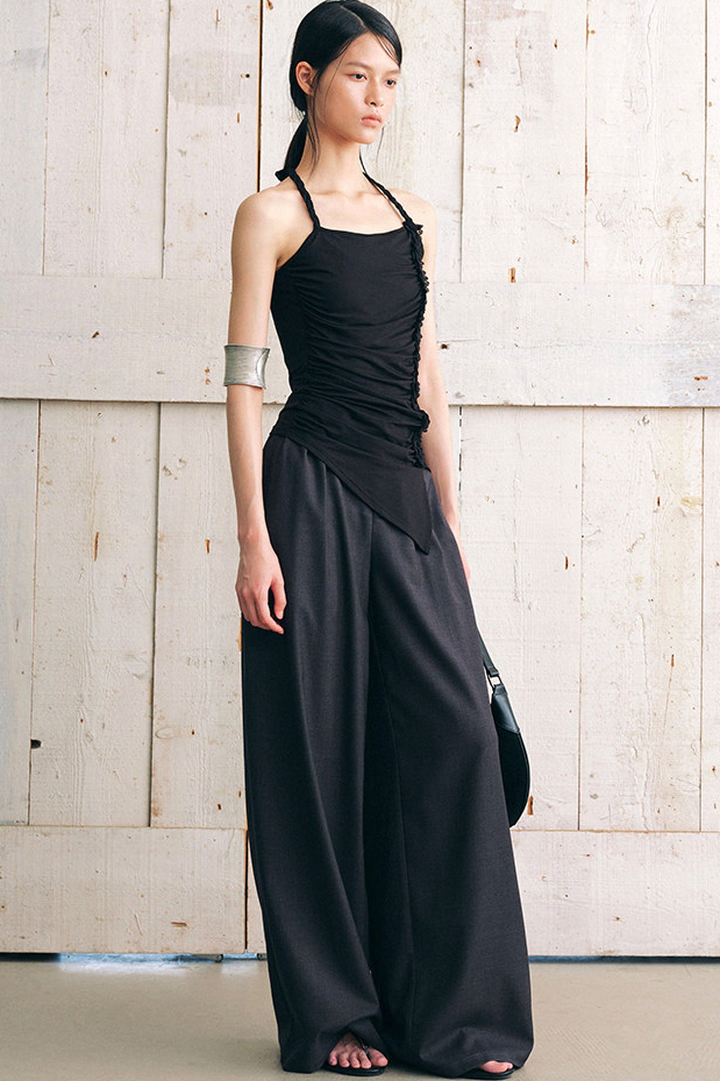 Ruched Side Tie Halter Camisole
