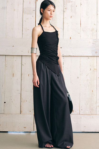 Ruched Side Tie Halter Camisole