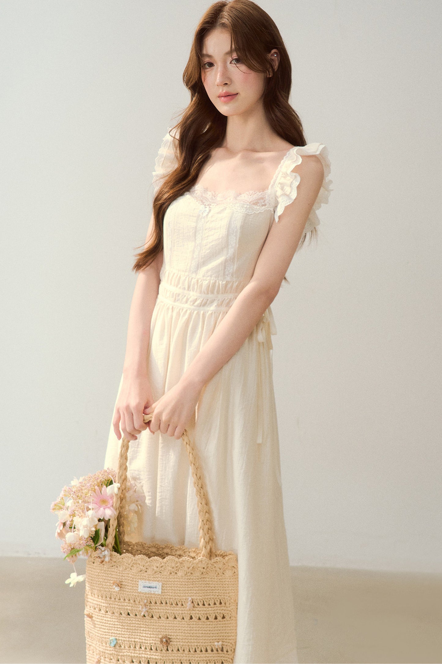 White Shell Lace Dress