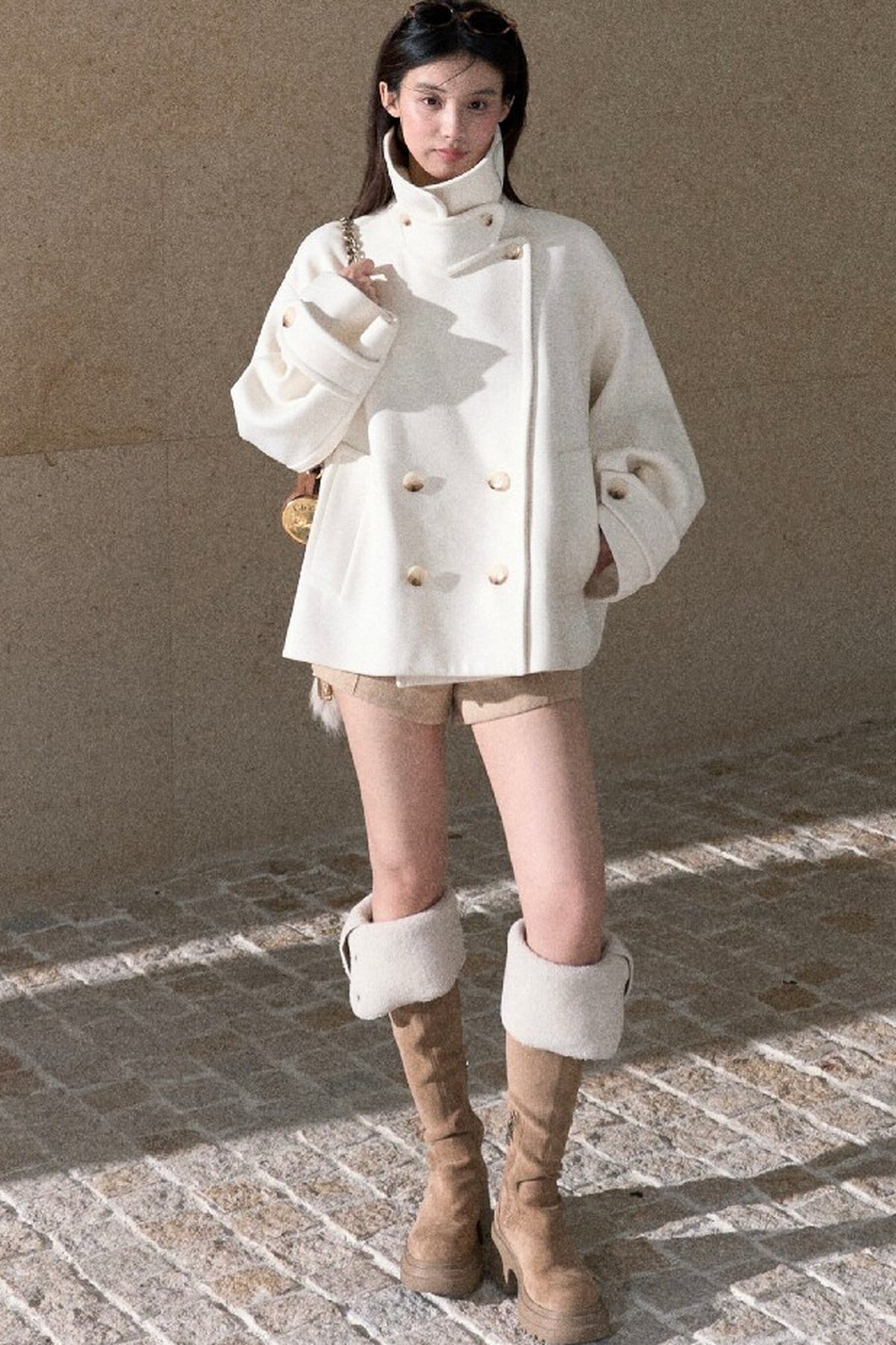 Two-Way Double-Breasted Wool Jacket