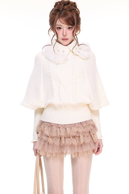 Lace Collar With Mesh Lace Half Skirt Set-Up