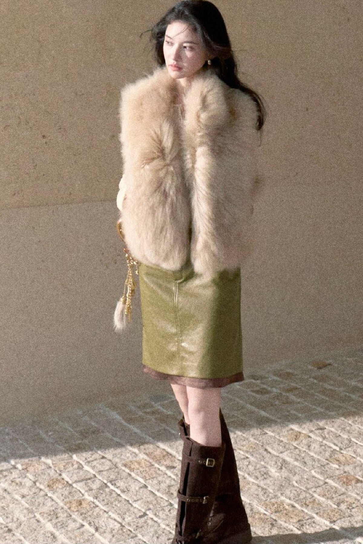 Short Fluffy V-Open Front Fur Vest