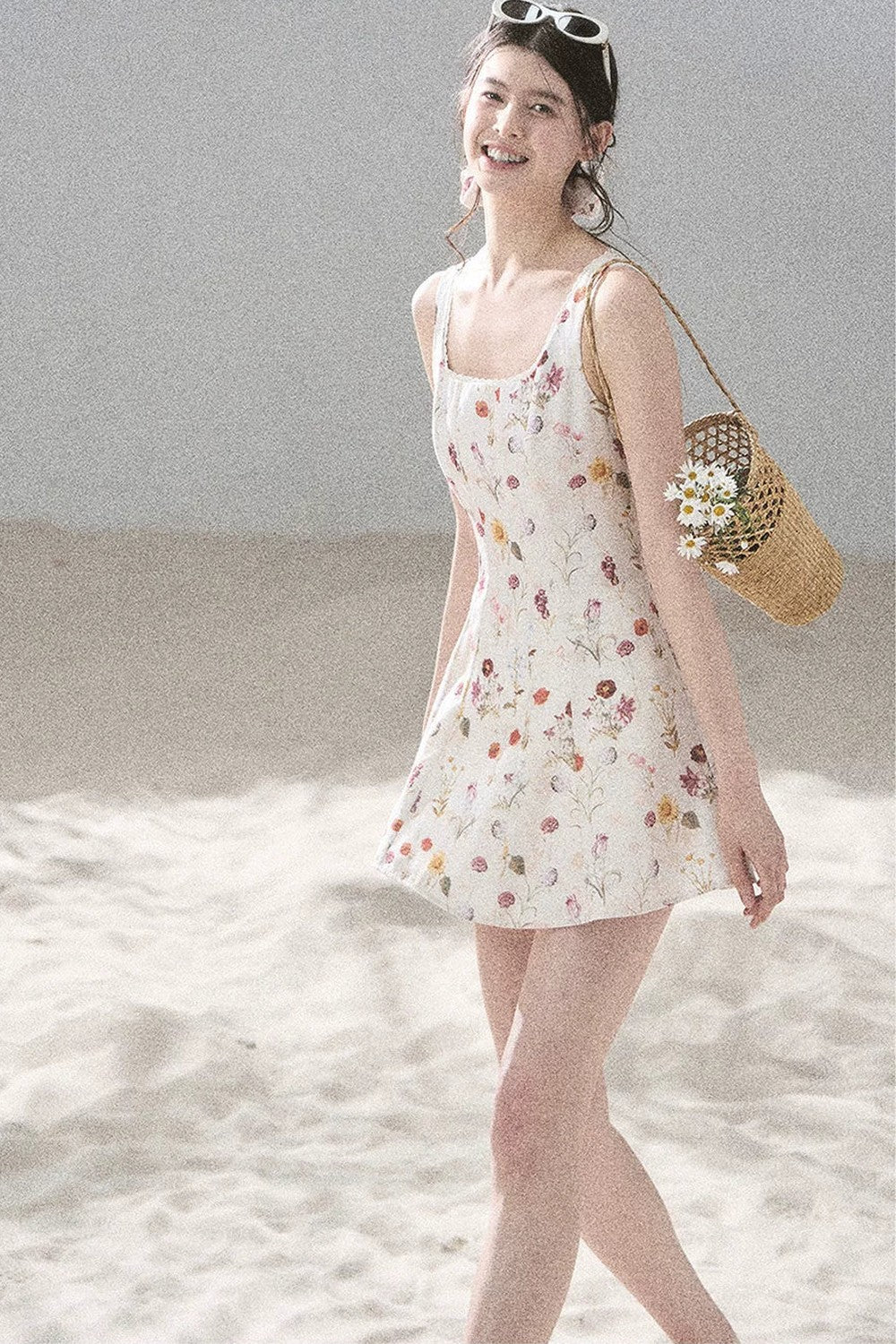 French Puff Lace Floral Dress