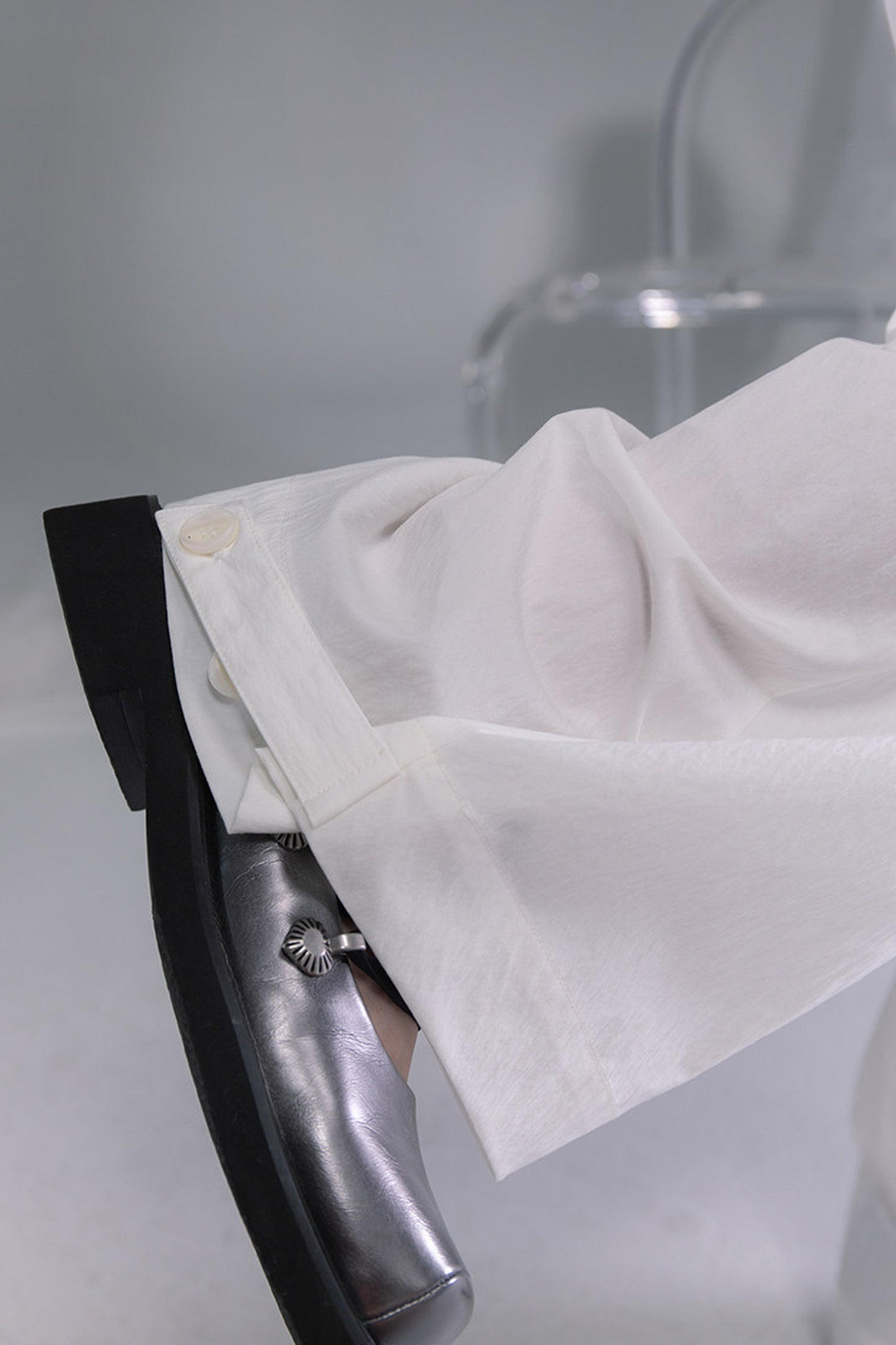 Ice White Lyocell Adjustable Cuff Pants