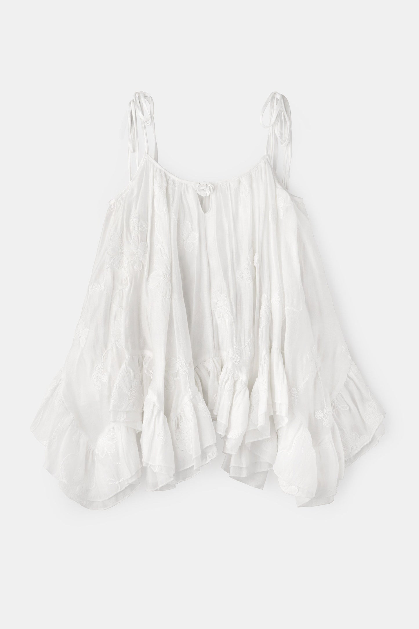 Layered Ruffle Embroidered Camisole Skirt Set