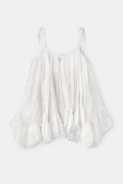 Layered Ruffle Embroidered Camisole Skirt Set