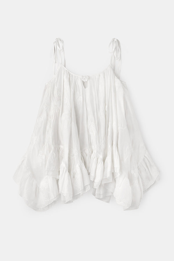 Layered Ruffle Embroidered Camisole Skirt Set