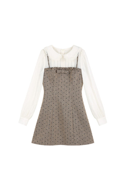 High-Waisted A-Line Polka Dot Dress