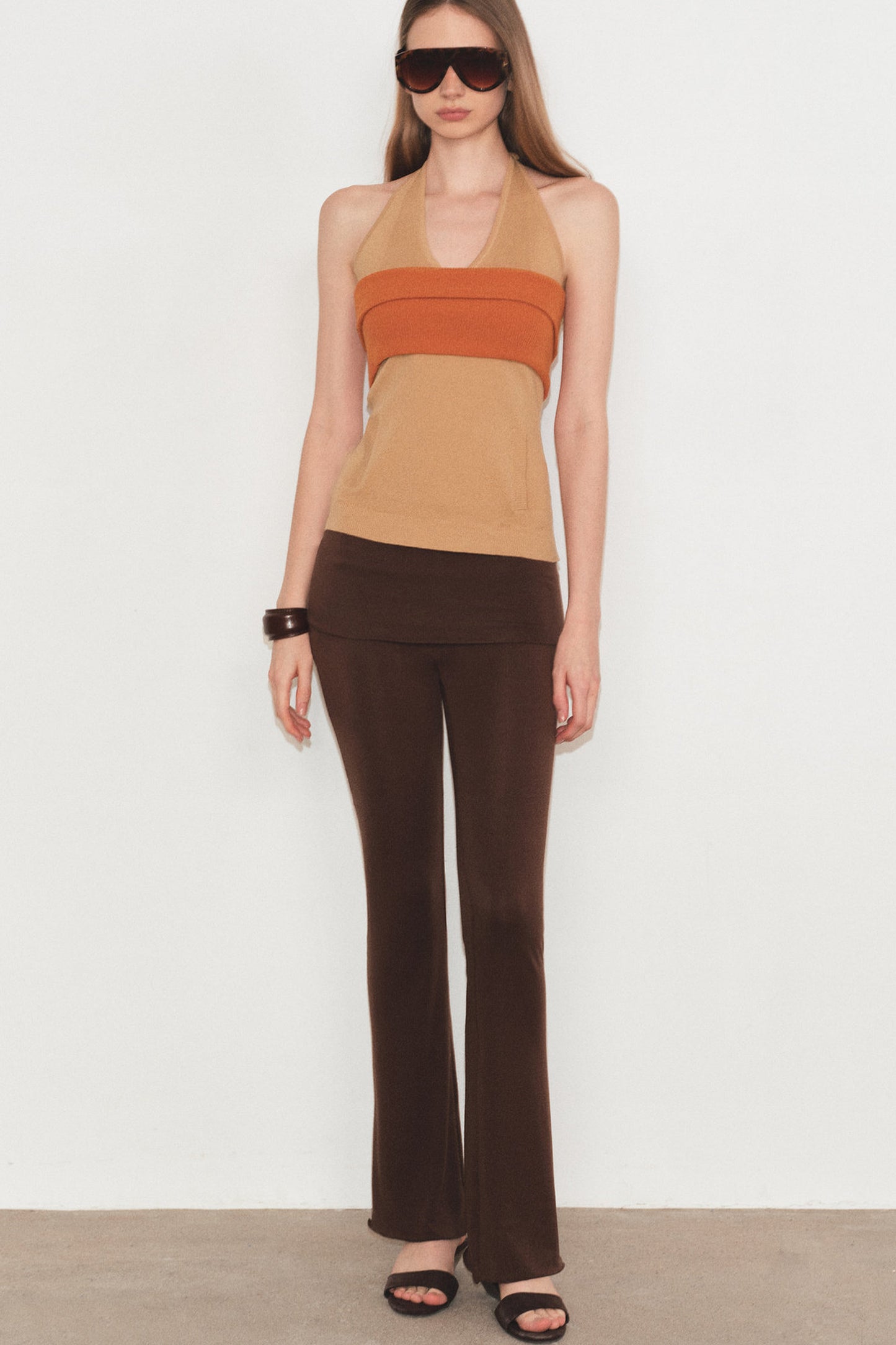 Linen Blend Halter Knit Top and Foldable Tube Top Set