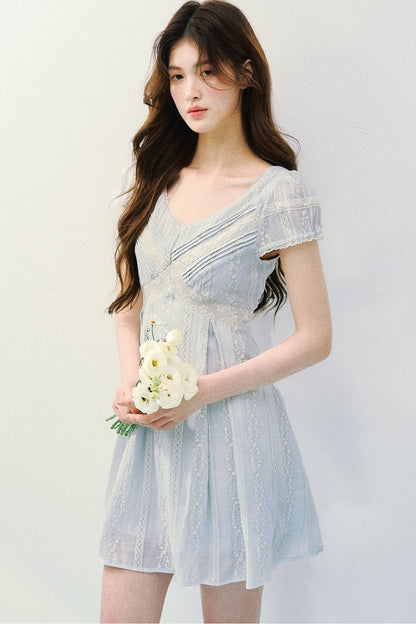 자수 레이스 레트로 원피스