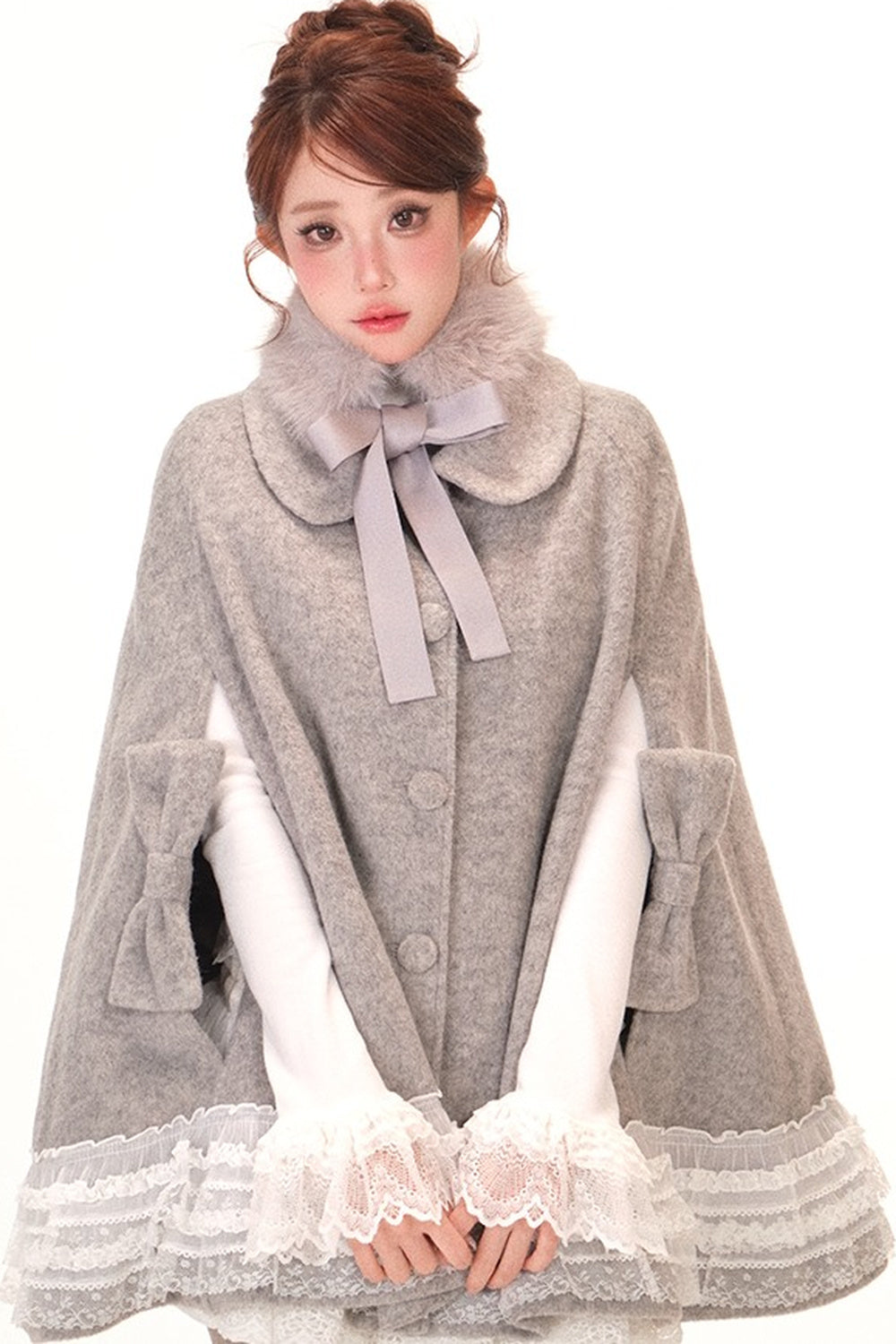 Fleece-Lined Lace Cape Set-Up