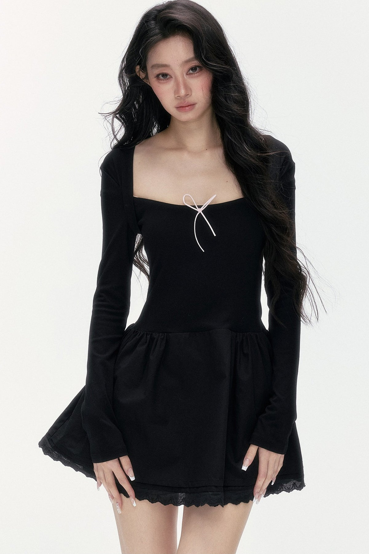 Lace Patchwork Knit Dress