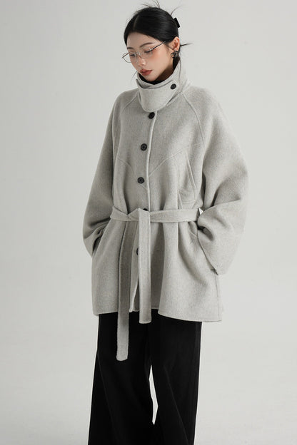 Mid-Length Armor Collar Wool Coat