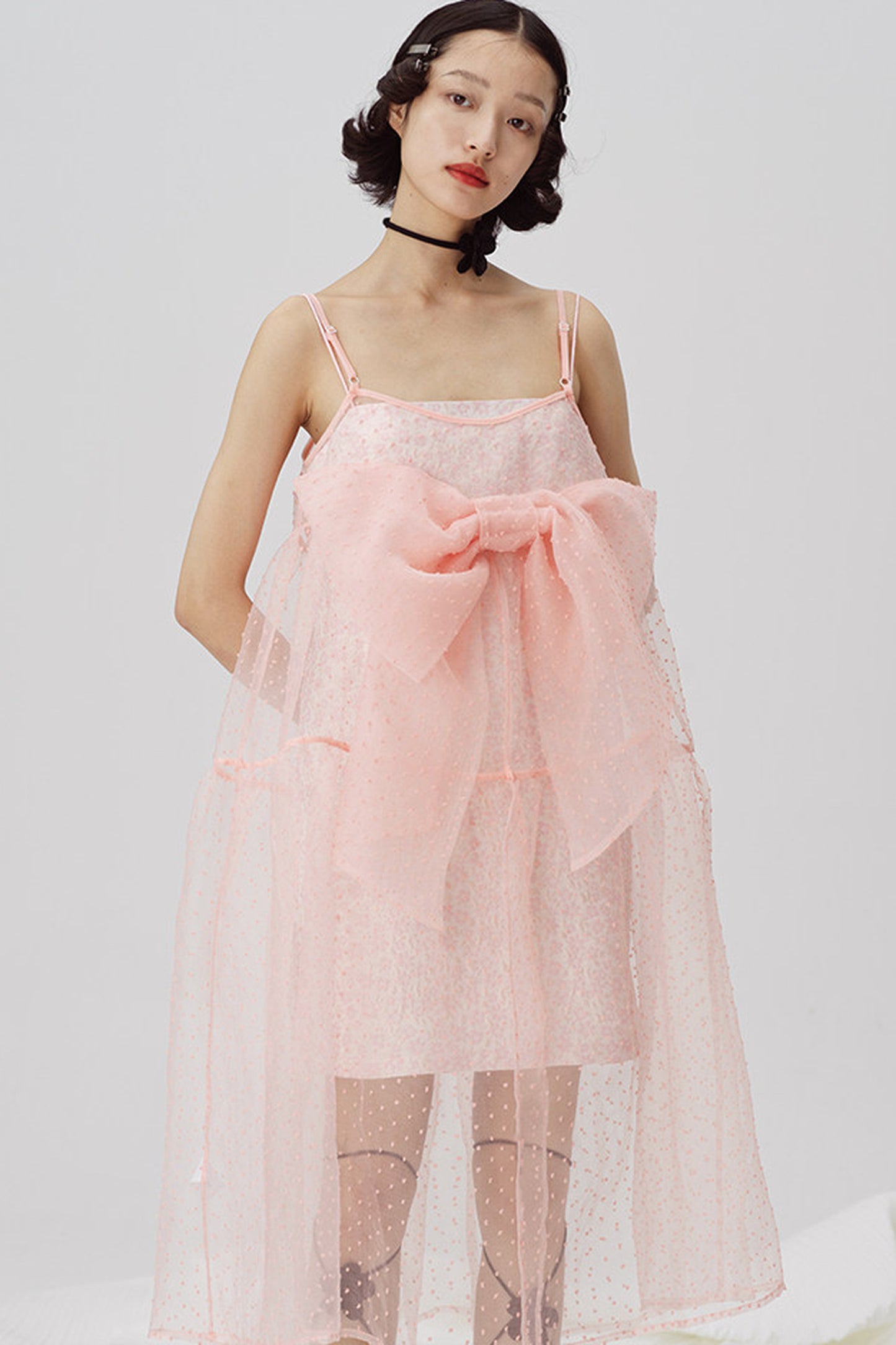 Pink Peach Blossom Strap Dress