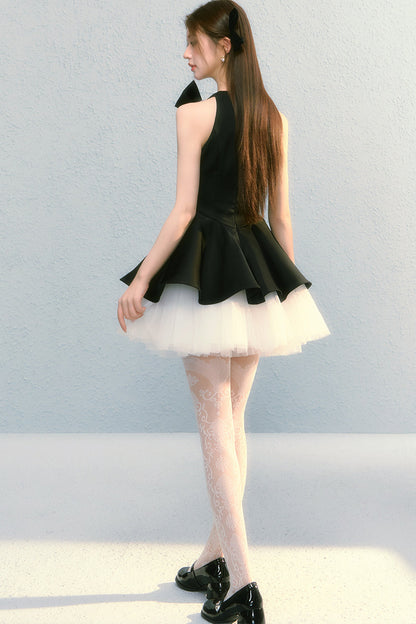 Robe sans manches obsidienne à nœud
