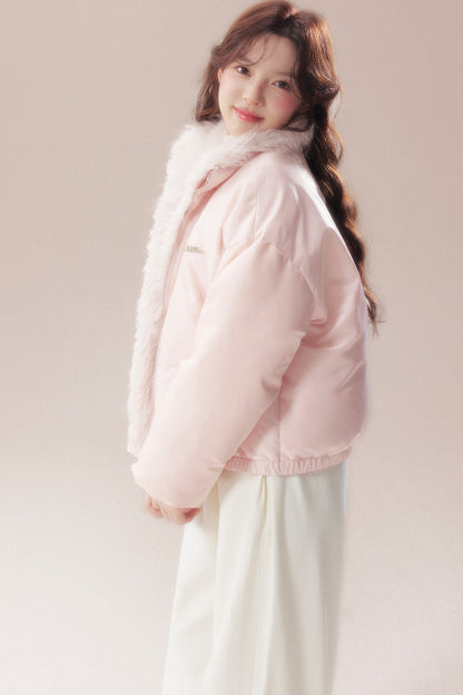 Patchwork Plush Down Jacket