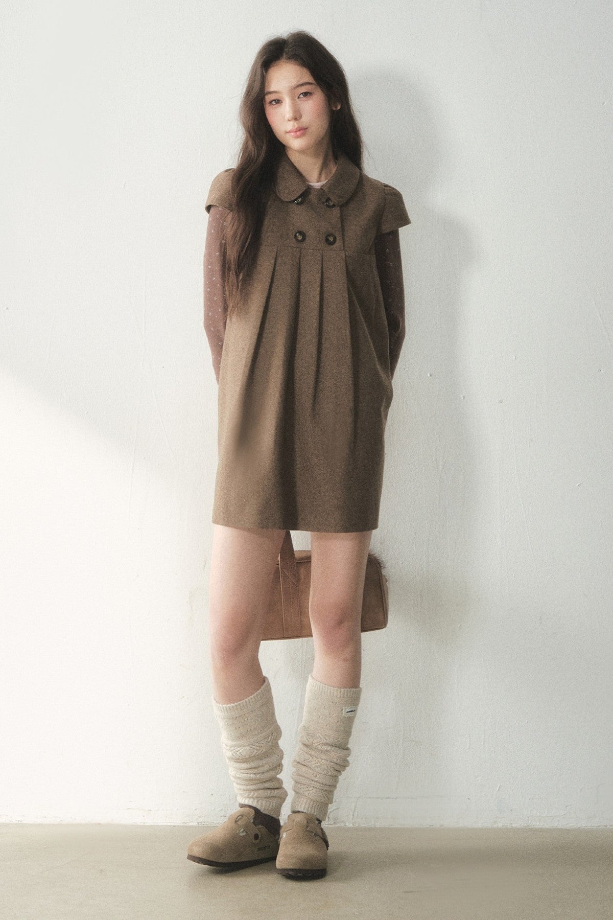 Chestnut Letterhead Merino Wool Dress