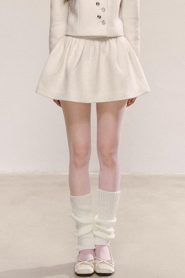 Short Woolen Jacket Pleated Skirt Set-Up
