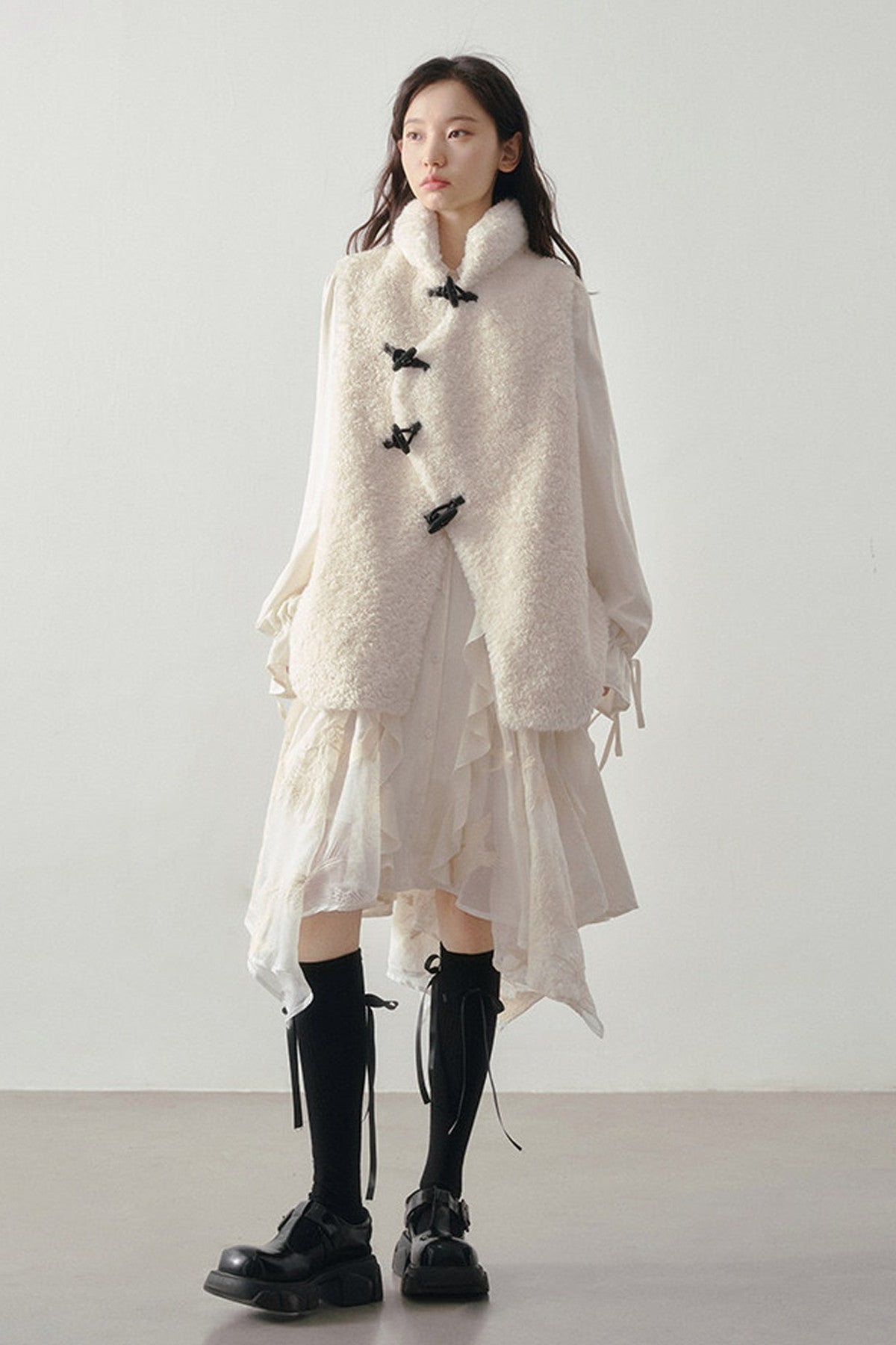 Beige Faux Shearling Vest