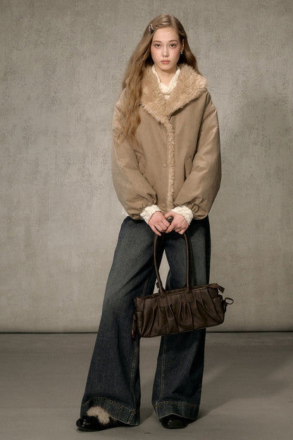 Fur Collar Bud-Shaped Down Jacket