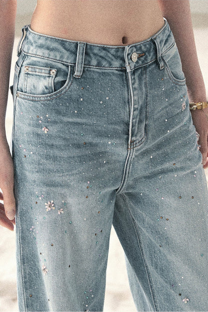 Sequin Straight Leg Jeans