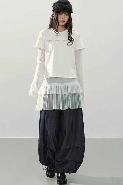 Pantalons Lanternes en Denim de Nuit à Lisbonne